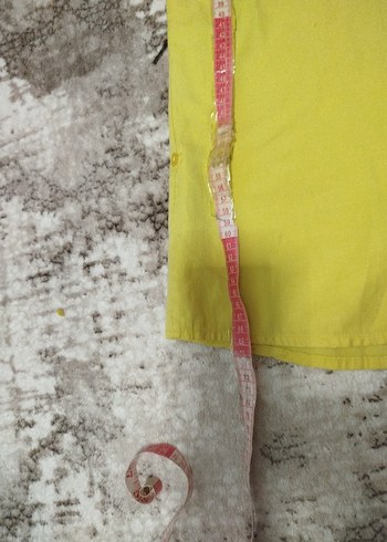 Sarı Kısa Kollu Keten Gömlek - Görsel 7