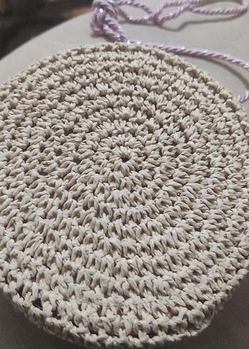 Bej Kedi Figürlü Örgü Çanta - Görsel 2