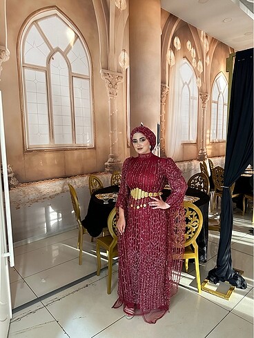 Alfabeta Bordo işlemeli kaftan