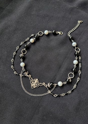 Sheinside İşlemeli Siyah Gotik Boncuklu Choker Kolye