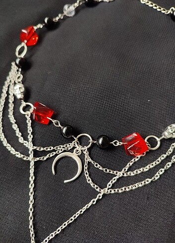 Beden siyah Renk Gece Yarısı Kırmızı Gothic Choker Kolye
