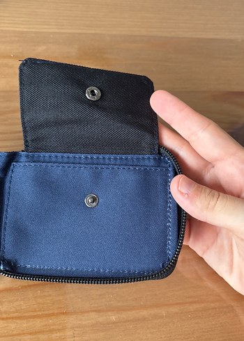 Koyu Mavi Kot Kumaş Fermuarlı Erkek Cüzdanı - Görsel 7