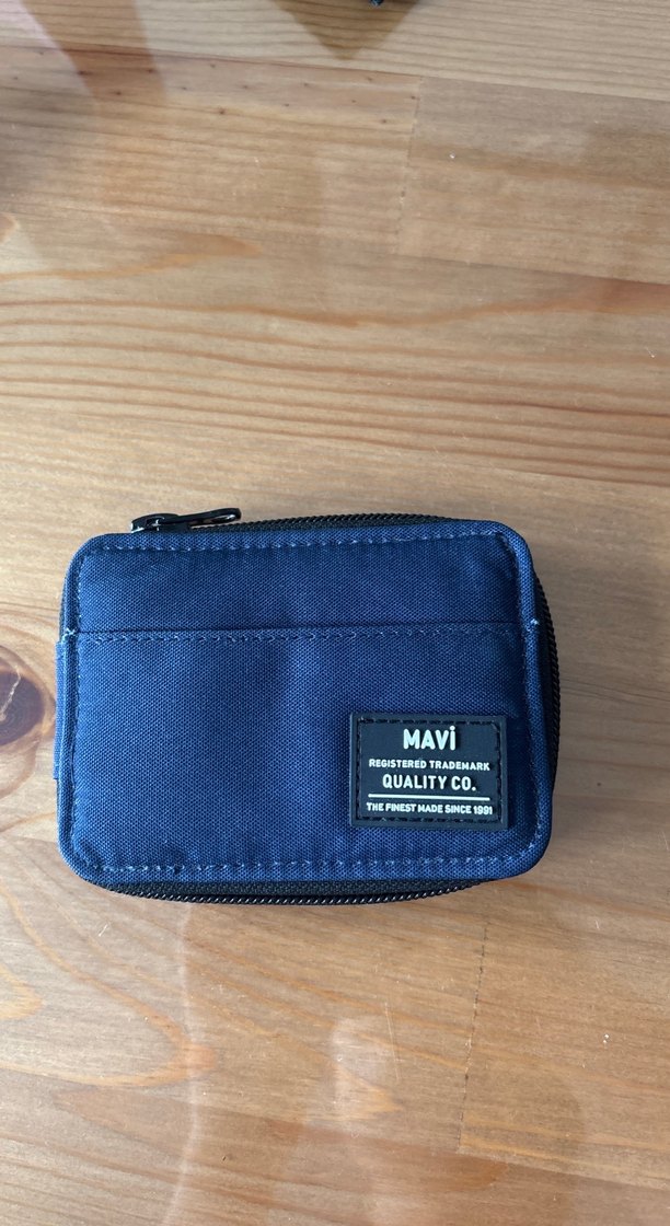 Koyu Mavi Kot Kumaş Fermuarlı Erkek Cüzdanı - Görsel 2