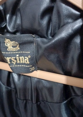 Kürk Detaylı Siyah Deri Kadın Kışlık Ceket - Görsel 6