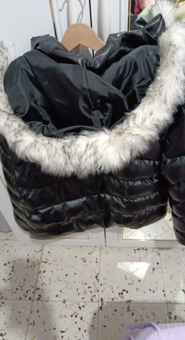 Kürk Detaylı Siyah Deri Kadın Kışlık Ceket - Görsel 5