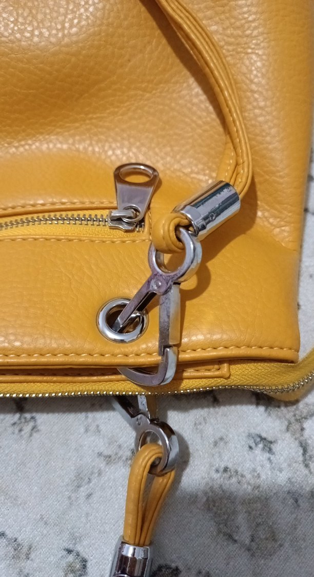 Sarı Deri Kadın Omuz Çantası - Görsel 4