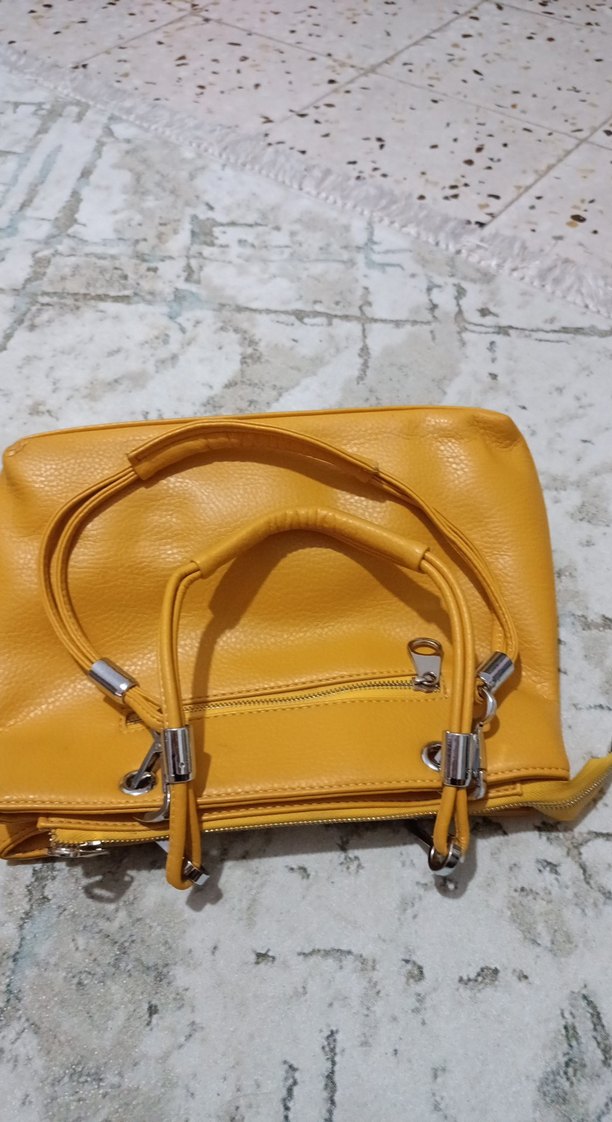 Sarı Deri Kadın Omuz Çantası - Görsel 3