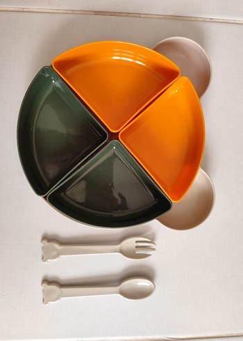 Çocuklar için bölmeli tabak, çatal ve kaşık seti - Görsel 2