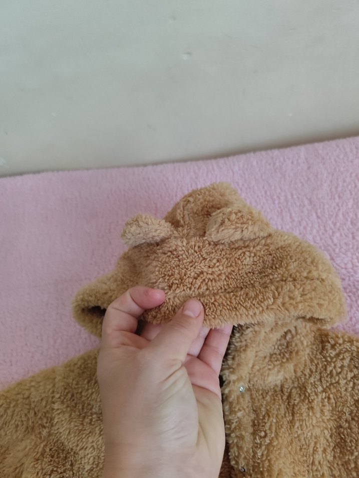 Yeni ,Kahverengi Kürklü Bebek Tulumu - Görsel 5