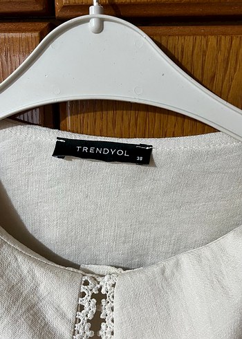 Nakışlı Bej Keten Gömlek - Görsel 2