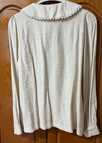 Nakışlı Bej Keten Gömlek - Görsel 3