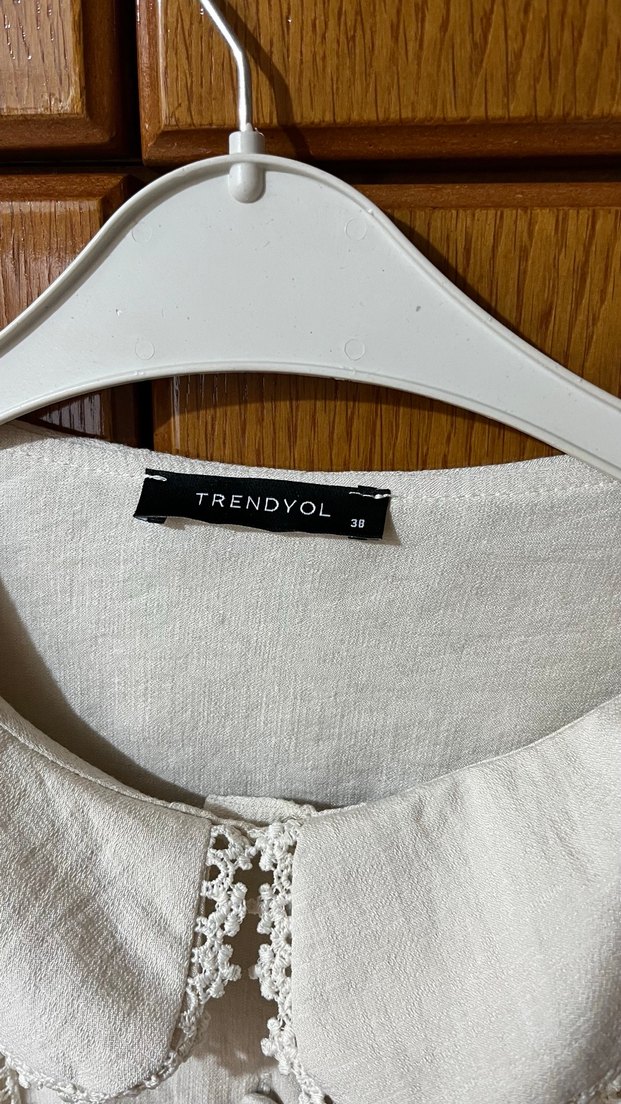 Nakışlı Bej Keten Gömlek - Görsel 2