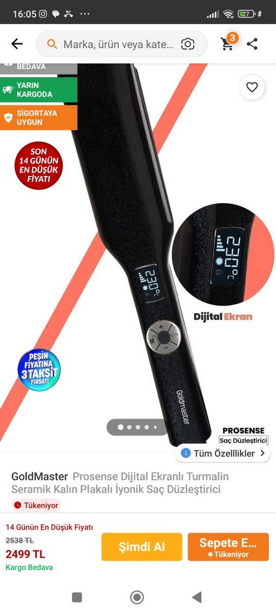 Gri Dijital Ekranlı Saç Düzleştirici - Görsel 2