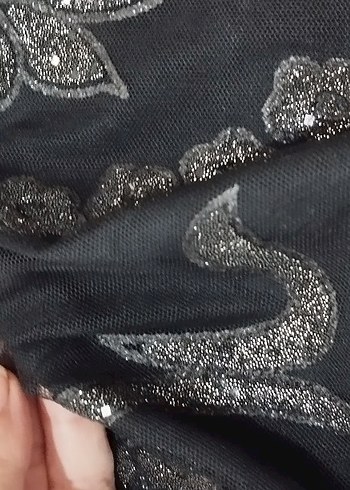Siyah Payetli Kolsuz Mini Bluz - Görsel 2