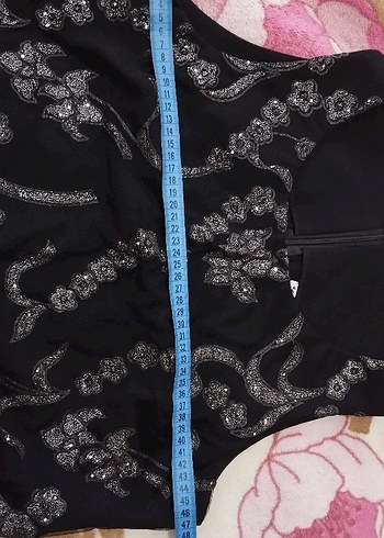 Siyah Payetli Kolsuz Mini Bluz - Görsel 5