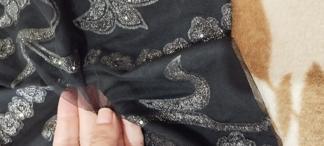 Siyah Payetli Kolsuz Mini Bluz - Görsel 2