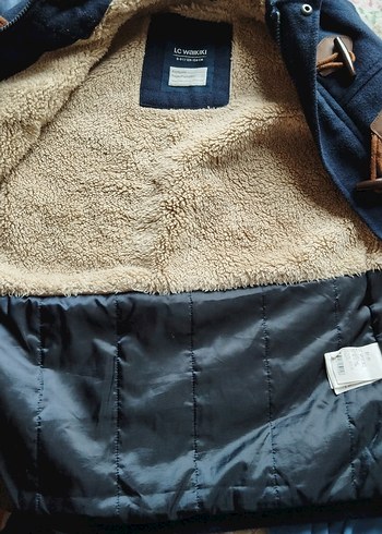 Erkek Çocuk Kapüşonlu Lacivert Düğmeli kaban - Görsel 6