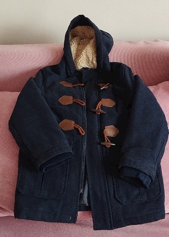 Erkek Çocuk Kapüşonlu Lacivert Düğmeli kaban - Görsel 2