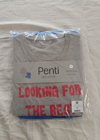 Gri Baskılı Tişört ve Mavi Şortlu Erkek Pijama Takımı - Görsel 6