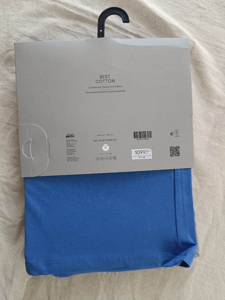 Gri Baskılı Tişört ve Mavi Şortlu Erkek Pijama Takımı - Görsel 3