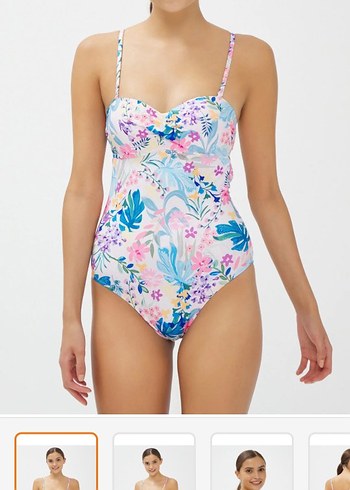 Çiçek Desenli Bağcıklı Kadın Mayo penti - Görsel 5