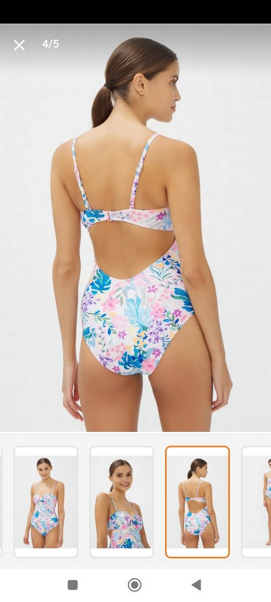 Çiçek Desenli Bağcıklı Kadın Mayo penti - Görsel 4