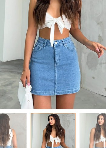 Mavi Mini Denim Etek - Sade ve Şık