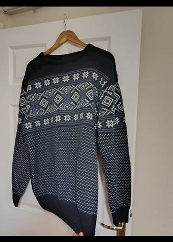 Bohem Gri Desenli Erkek Triko Kazak xl - Görsel 2