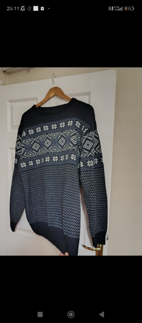 Bohem Gri Desenli Erkek Triko Kazak xl - Görsel 2