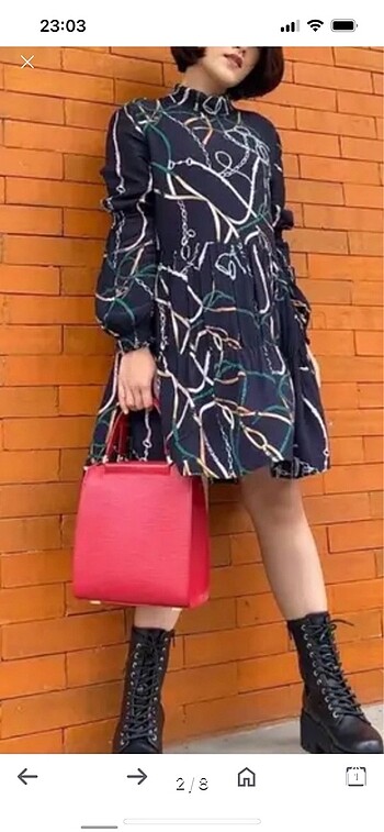 Zara zincir desen elbise