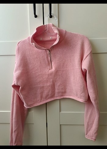 m Beden Pembe Yumuşak Dokulu Crop Top