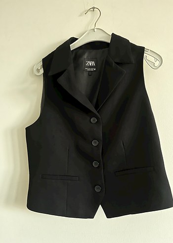 Zara Zara Düğmeli Siyah Kadın Yelek