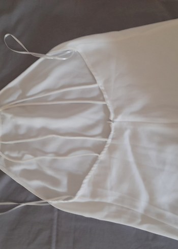 Zara Askılı, Salaş Kesim Beyaz Saten Hamile Bluzu