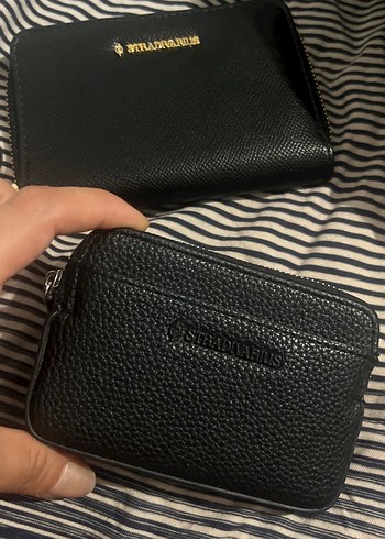 Beden Stradivarius Kadın Siyah Deri Fermuarlı Cüzdan ve kartlık