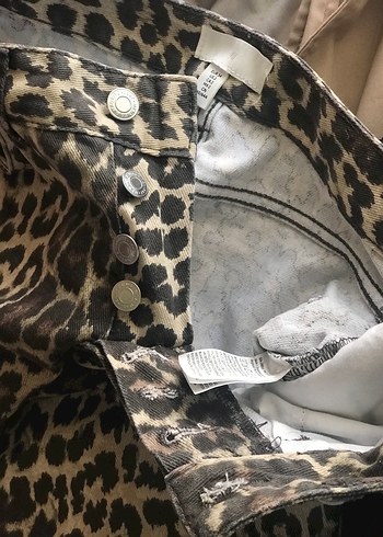 xs Beden Leopar wide leg pantolon