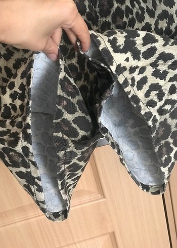 xs Beden Leopar desenli pantolon