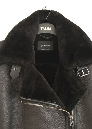 Stradivarius Siyah Kürklü Deri Biker Ceket