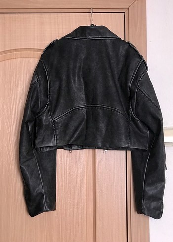 l Beden gri Renk Zara deri biker ceket
