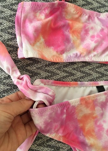 s Beden Pembe Bağlamalı İpli Bohem Bikini