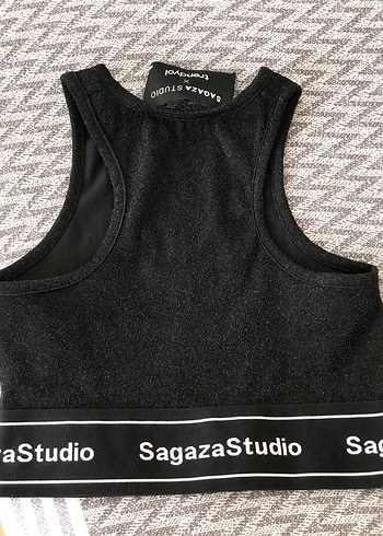 m Beden siyah Renk Sagaza madrid simli crop top