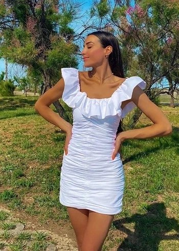 Zara mini beyaz elbise