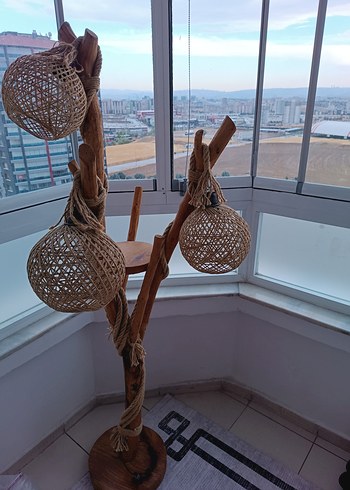 Ikea Bej Hasır Top Avize Lambası