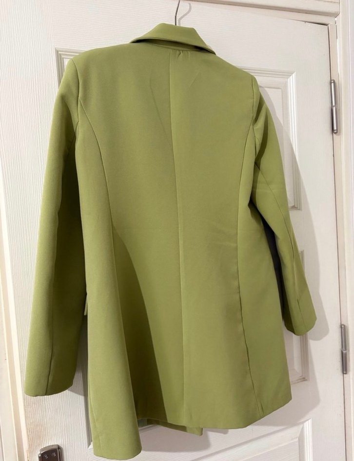 Trendyolmilla Yeşil Kruvaze Astarlı Blazer - Görsel 3