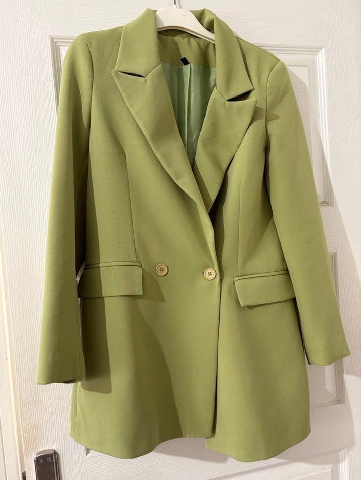 Trendyolmilla Yeşil Kruvaze Astarlı Blazer - Görsel 2