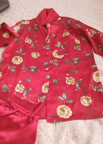 Diger Vintage Kadın Kırmızı Uzun Kollu Pijama Takımı