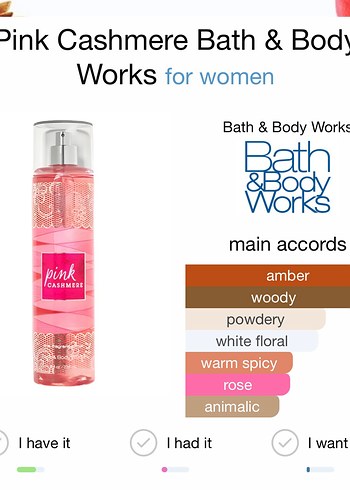 Beden Bath and body works Pink Cashmere Vücut Spreyi Kadın