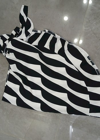 Siyah Beyaz Desenli plaj eteği, pareo - Görsel 3