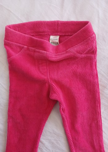 Kızlar için Pembe Elastik Bel Tayt kadife kız bebek tayt pantolo - Görsel 2