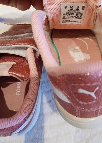 orjinal puma pembe simli parlak Kız Çocuk Pembe Parlak Puma Spor - Görsel 5