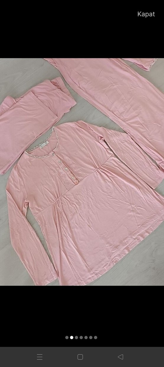 Pembe Uzun Kollu Kadın lohusa Pijama Takımı sabah 3 parça lohusa - Görsel 2